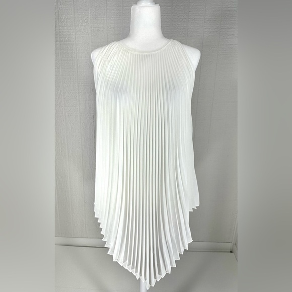 NWT Sophie Max 60s style accordion a line asymmetrical white tunic top dress M - Picture 3 of 12
